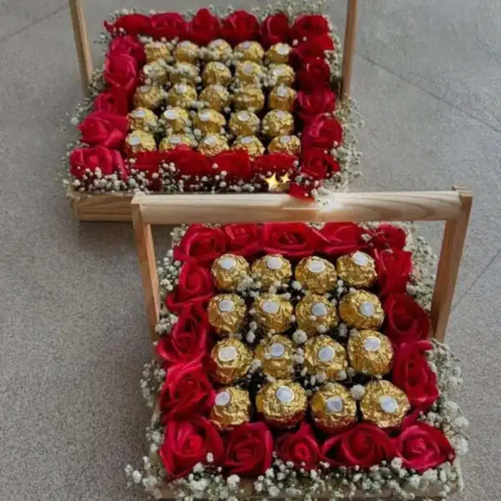 Luxury Ferrero Rocher and Rose Gift Basket in Pakistan