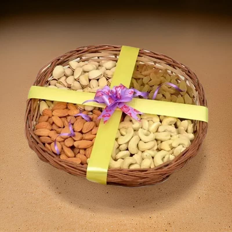 Hexagonal - Shaped Dry Fruits Wooden Box with Mixed Nuts