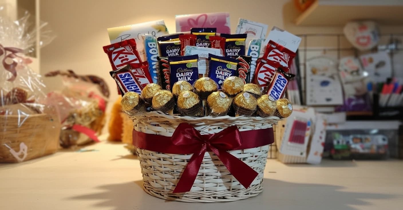 Premium Chocolate Gift Basket – Luxury Red Ribbon Edition